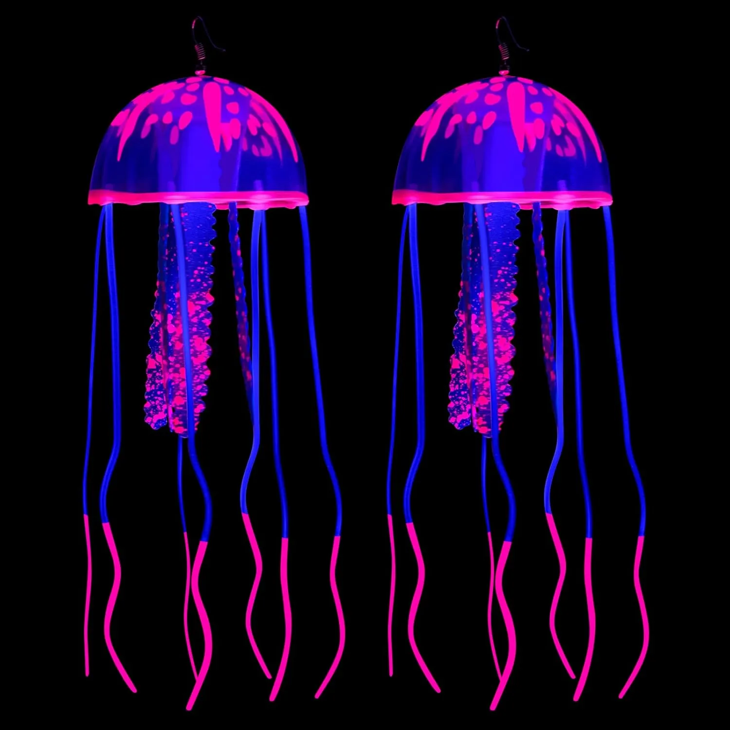 2 Pcs Glow Earrings Jellyfish for Summer Night Party Dangle Drop Weird Earrings Light up Glow in the Dark Christmas Party Decoration