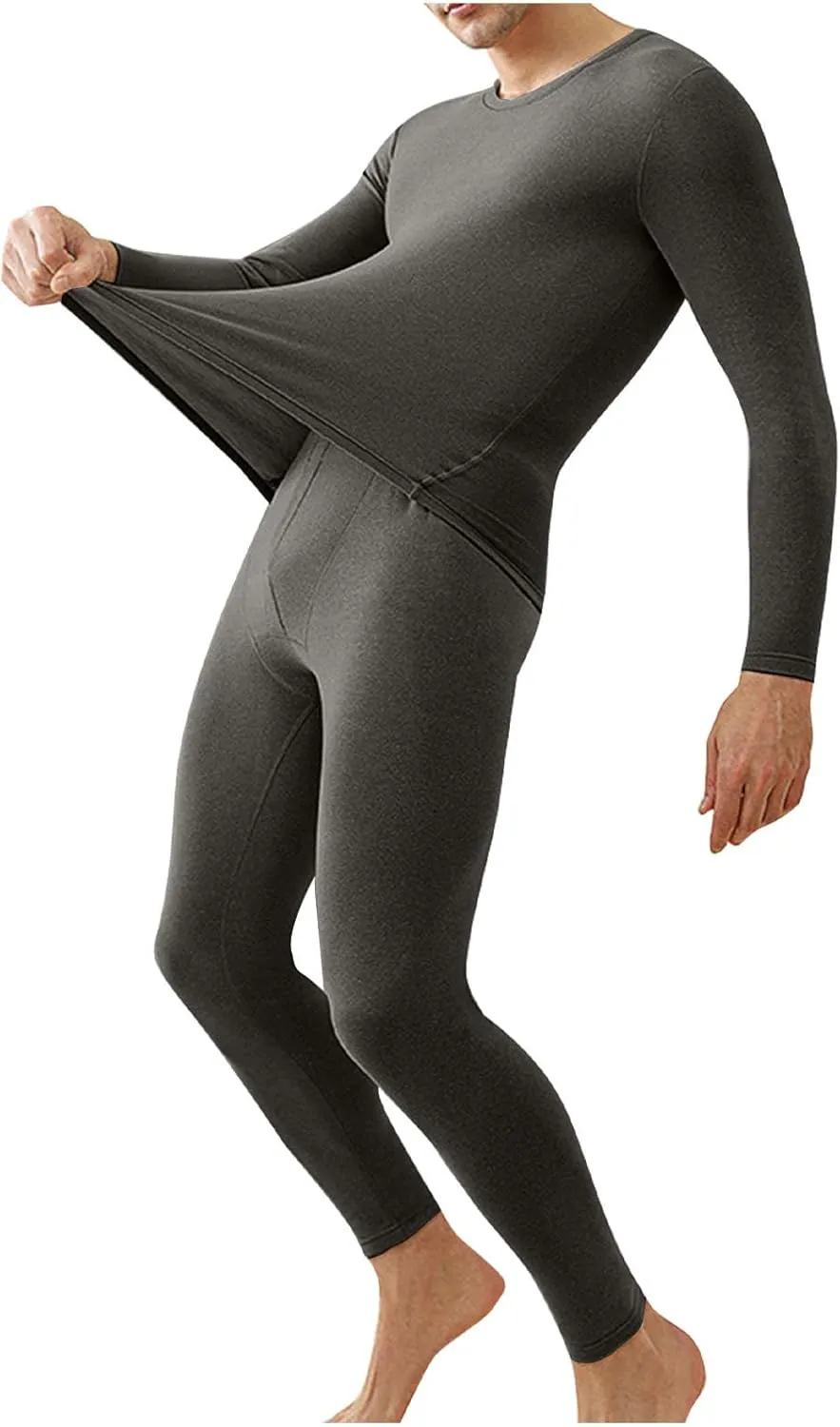 2 Pieces Warmer Thermal Underwear for Men Soft Fleece Lined Long Sleeve Base Layer Set Top Bottom for Cold Weather