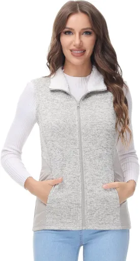 COZZIPLUS Women Zip Up Sweater Jacket with Fleece Interior, Warm Knitted Fleece Jacket with Pockets