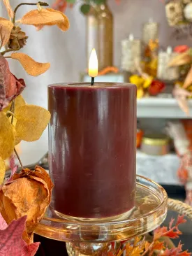 Deluxe Burgundy LED Candle 3X4 In