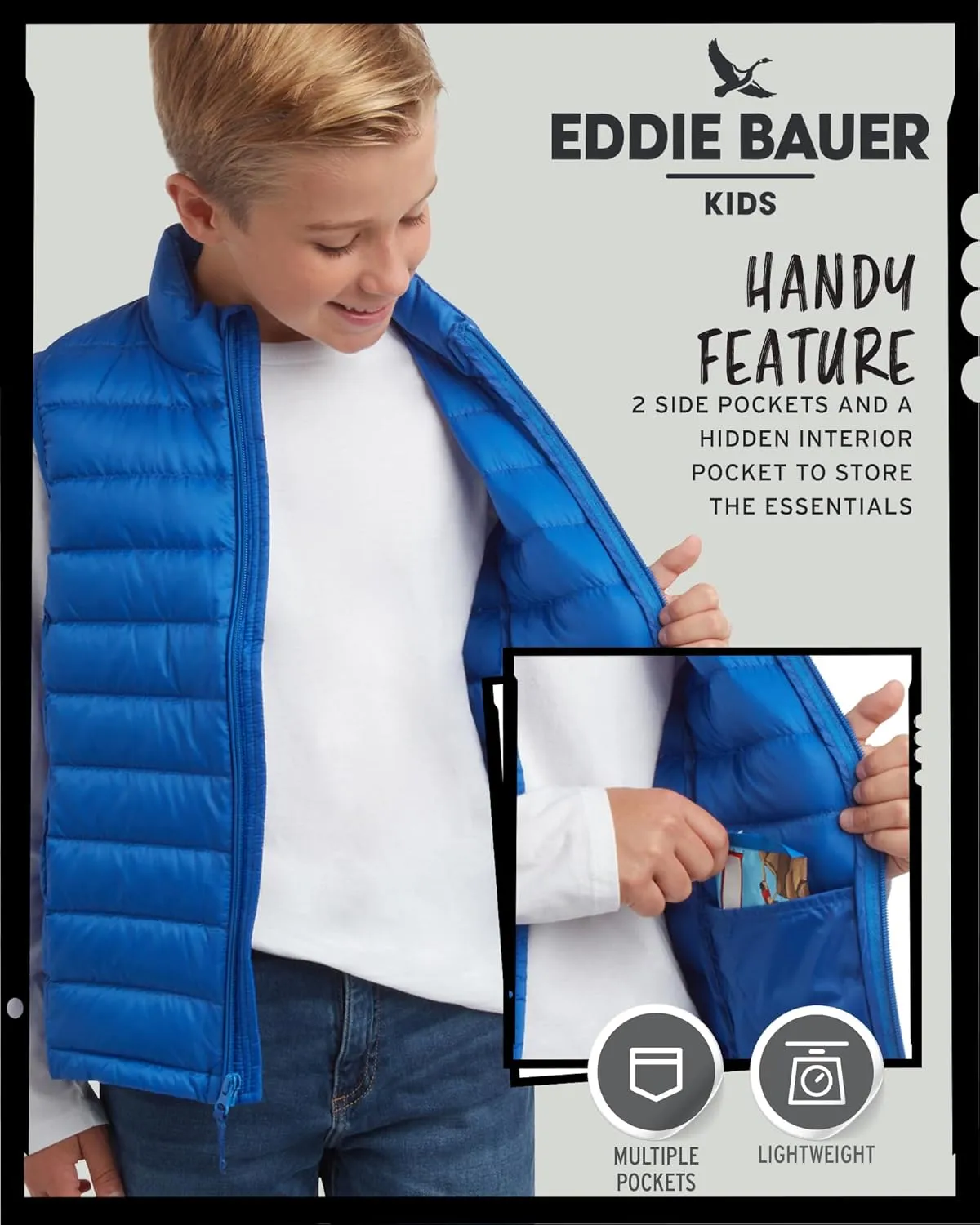 Eddie Bauer Kids' Down Vest - CirrusLite Weather Resistant Quilted Bubble Puffer Vest for Boys and Girls (5-20)