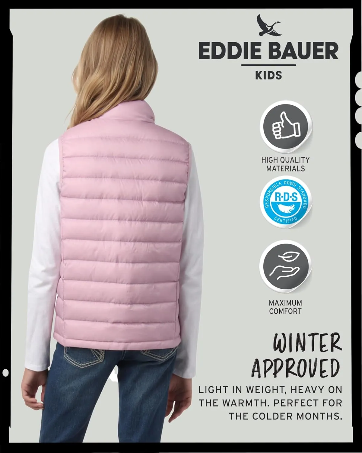Eddie Bauer Kids' Down Vest - CirrusLite Weather Resistant Quilted Bubble Puffer Vest for Boys and Girls (5-20)