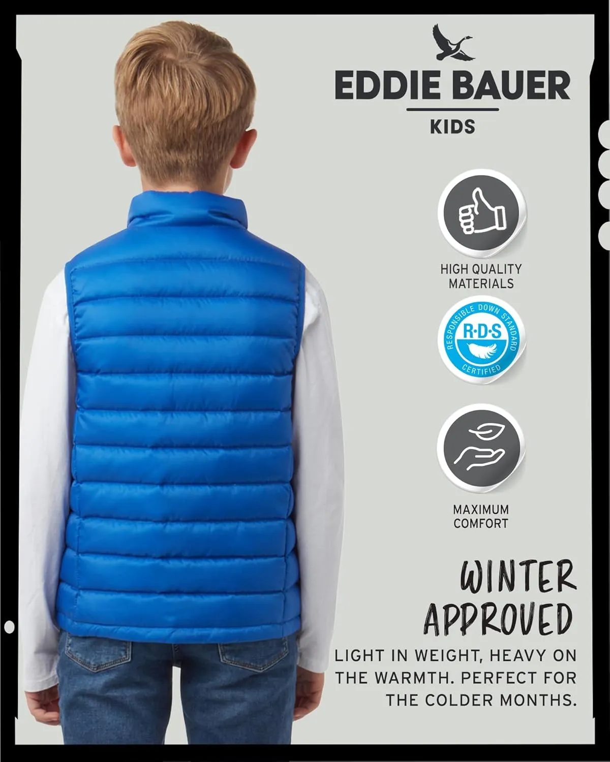 Eddie Bauer Kids' Down Vest - CirrusLite Weather Resistant Quilted Bubble Puffer Vest for Boys and Girls (5-20)