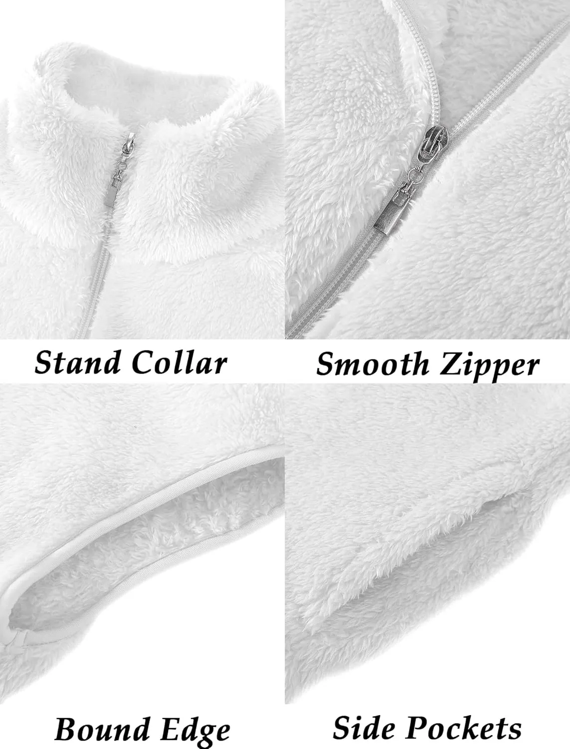 EXARUS Girls Fleece Vest Stand Collar Sleeveless Lightweight Soft Zipper with Pockets Outwear Winter Thermal 6-12Y