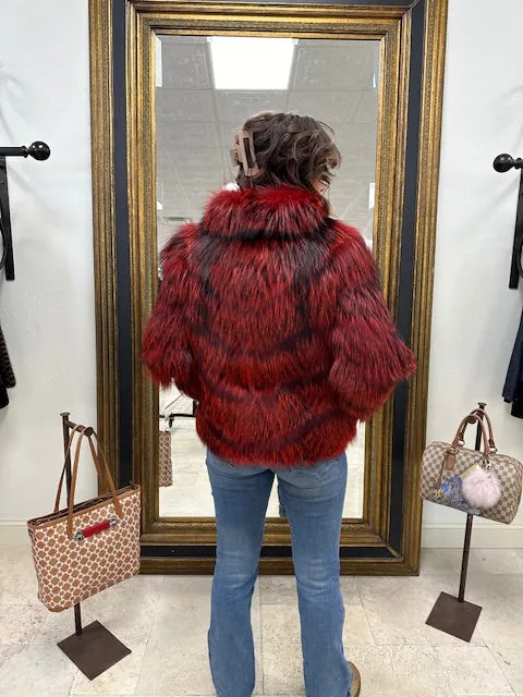 Flirty dyed red fox zipper jacket
