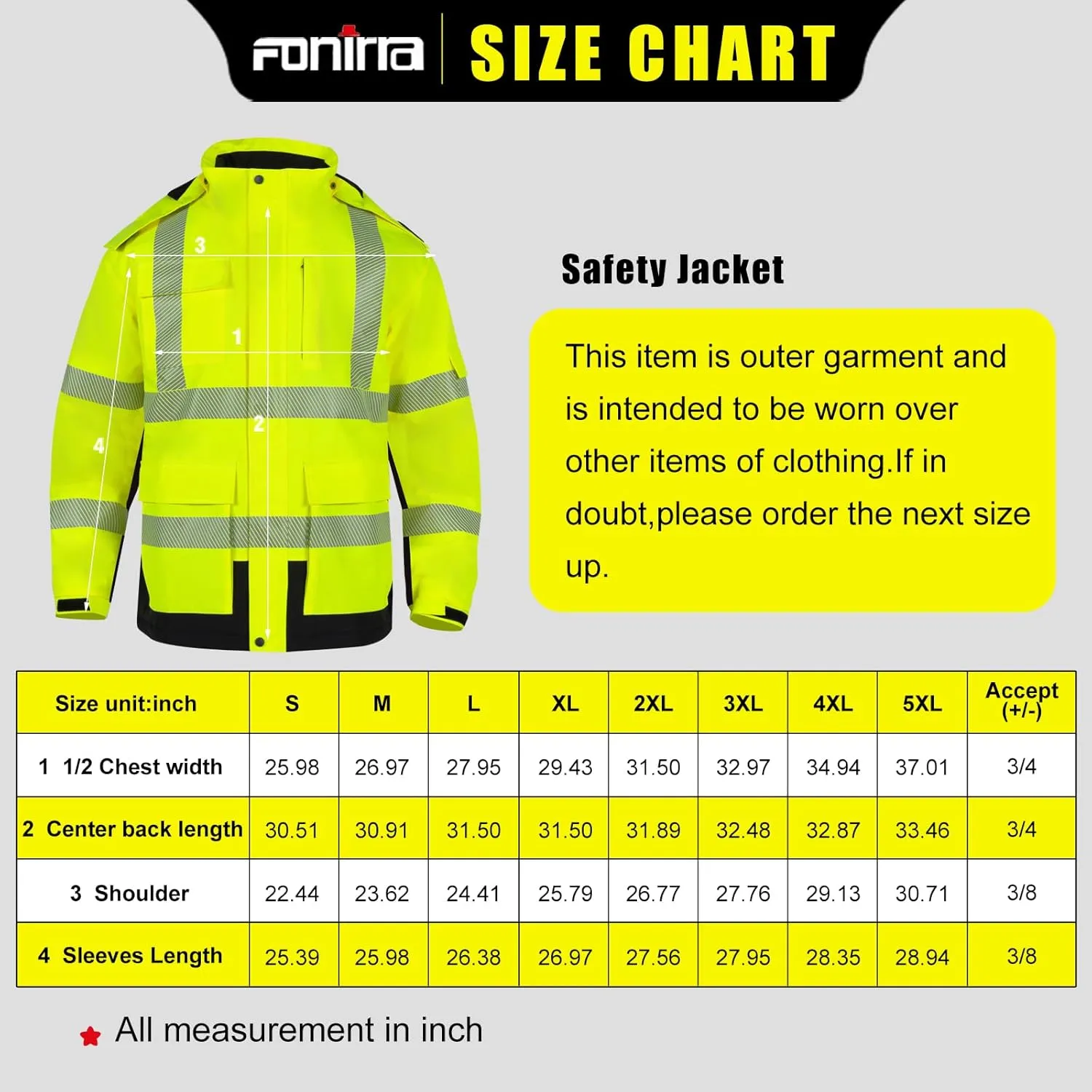 FONIRRA Hi Vis Safety Jackets for Men Waterproof ANSI Class 3,Graphene Heated Reflective Bomber Work Jacket with Fleece Liner