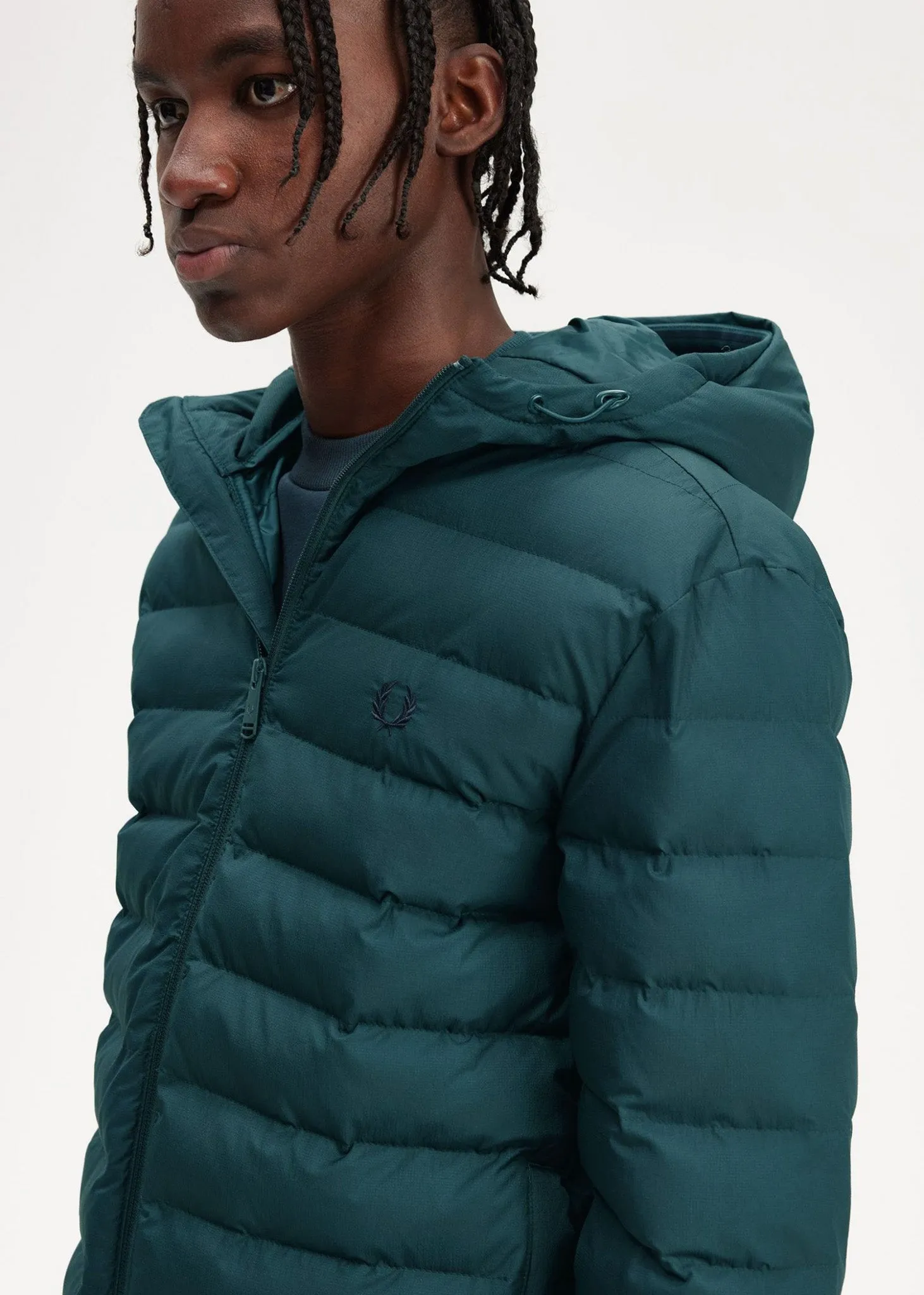 Hooded insulated jacket - petrol blue