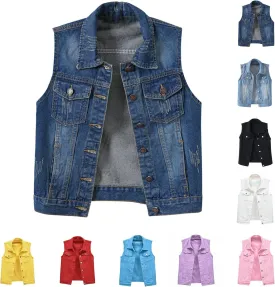 Jean Vest Top for Women 2025 Trendy Plus Size Sleeveless Denim Jacket Comfy Casual Classic Cute Cropped Jackets Coats