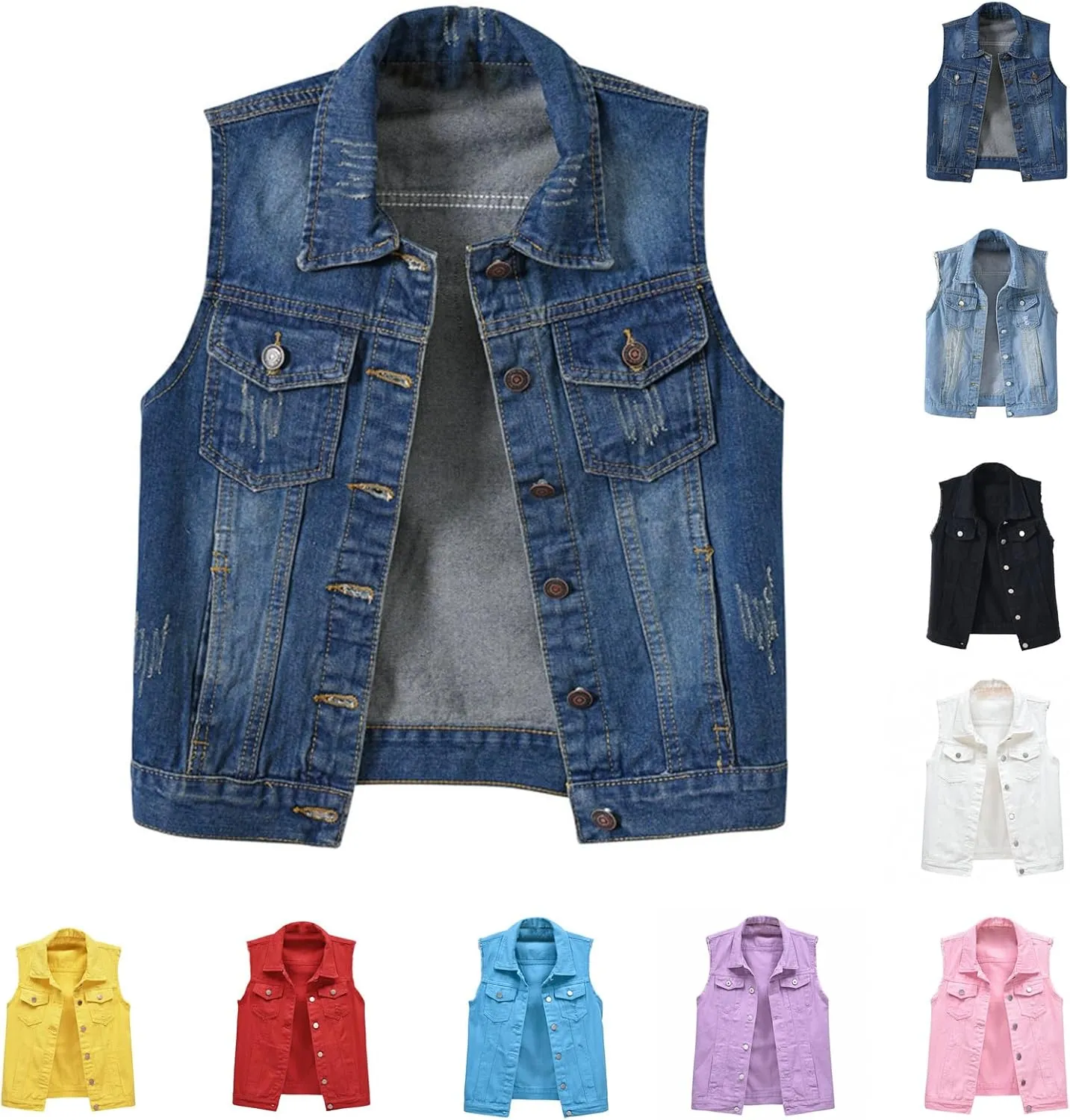 Jean Vest Top for Women 2025 Trendy Plus Size Sleeveless Denim Jacket Comfy Casual Classic Cute Cropped Jackets Coats