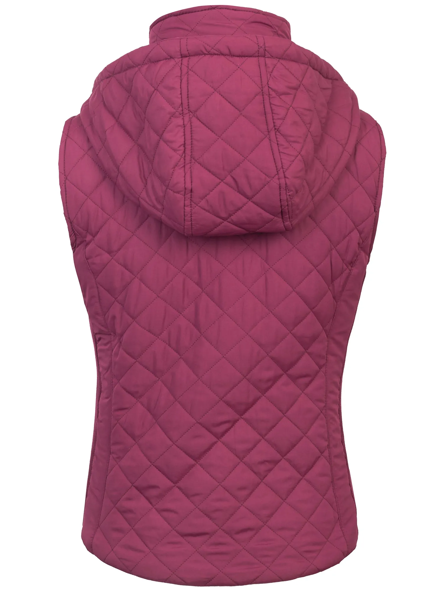KOGMO Women's Quilted Lightweight Hoodie Vest with Sherpa Line Detail