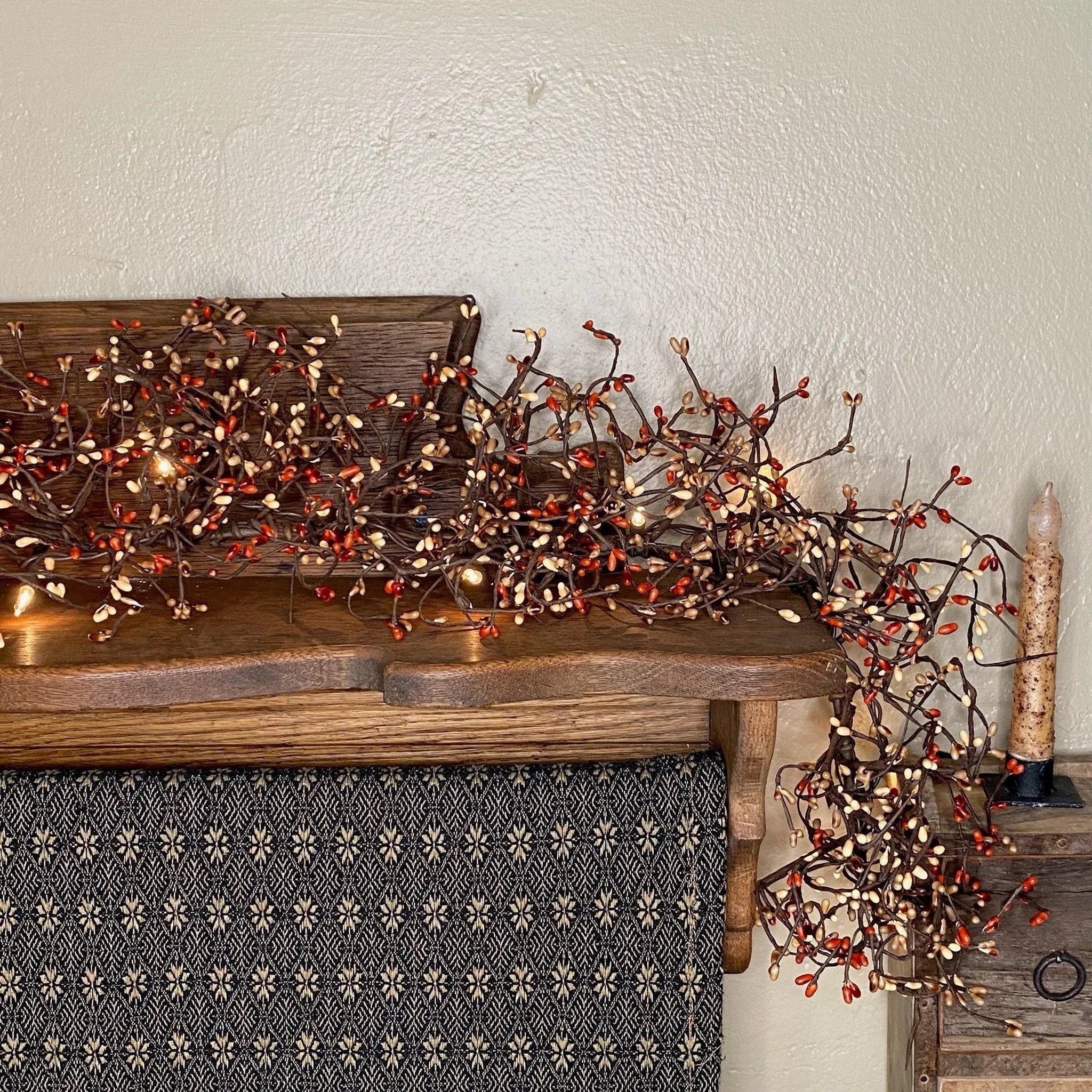 Lighted Pumpkin Spice Pip Berry Garland 4'