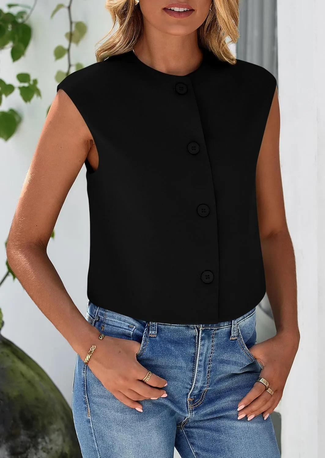 PRETTYGARDEN Women's Summer Suit Vest 2025 Dressy Casual Crop Tops Business Work Office Clothes Trendy Blazer Waistcoat