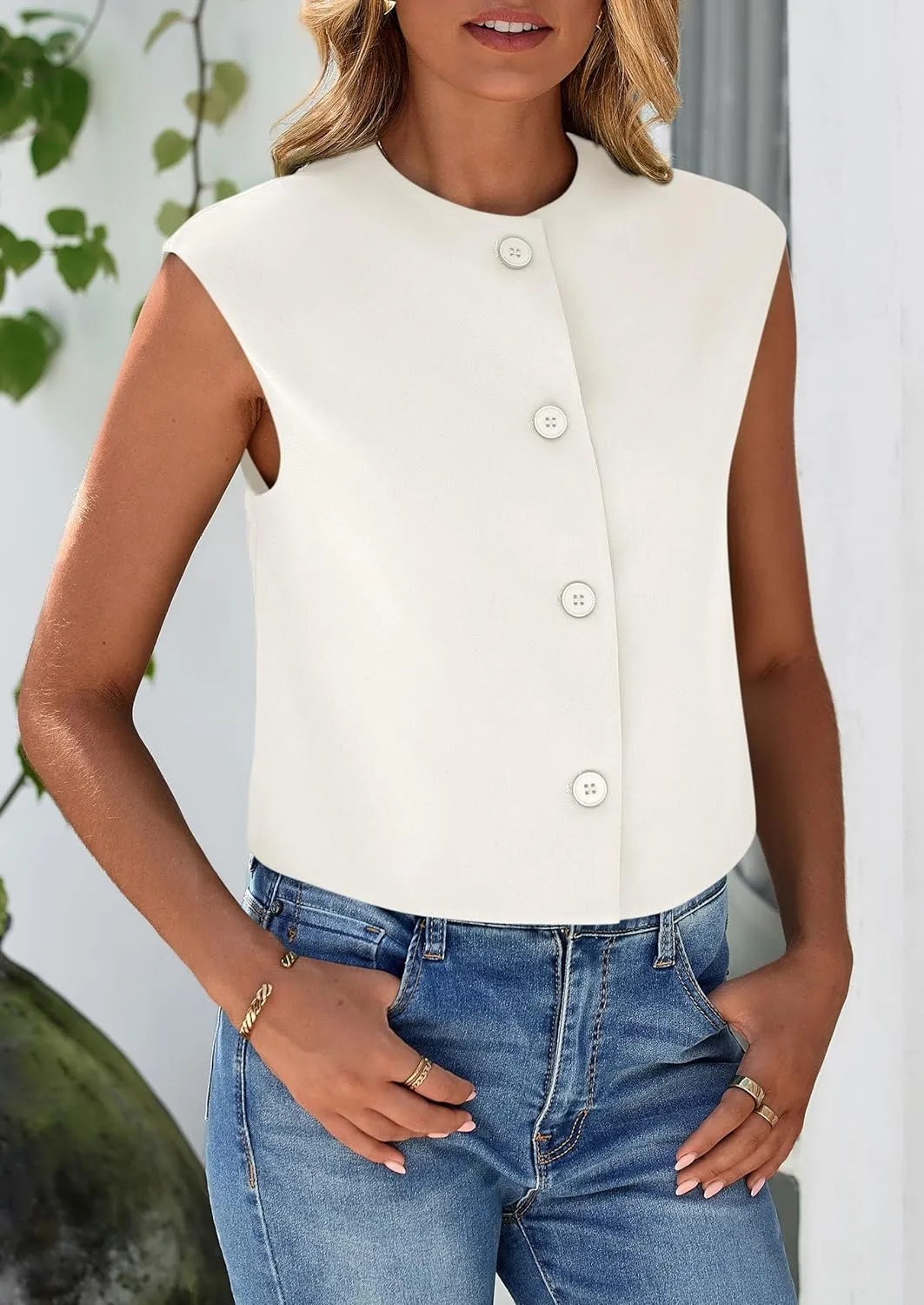 PRETTYGARDEN Women's Summer Suit Vest 2025 Dressy Casual Crop Tops Business Work Office Clothes Trendy Blazer Waistcoat