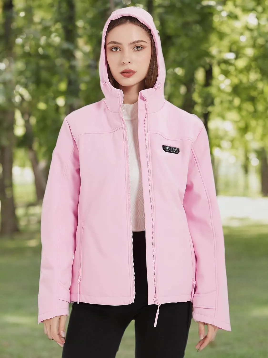 PTAHDUS Women's Heated Jackets 5 Heat Zones Battery Pack Included, with Hand Warmer Pocket
