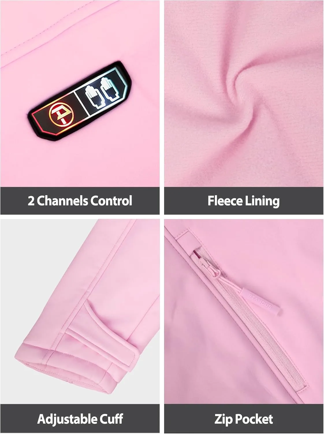PTAHDUS Women's Heated Jackets 5 Heat Zones Battery Pack Included, with Hand Warmer Pocket