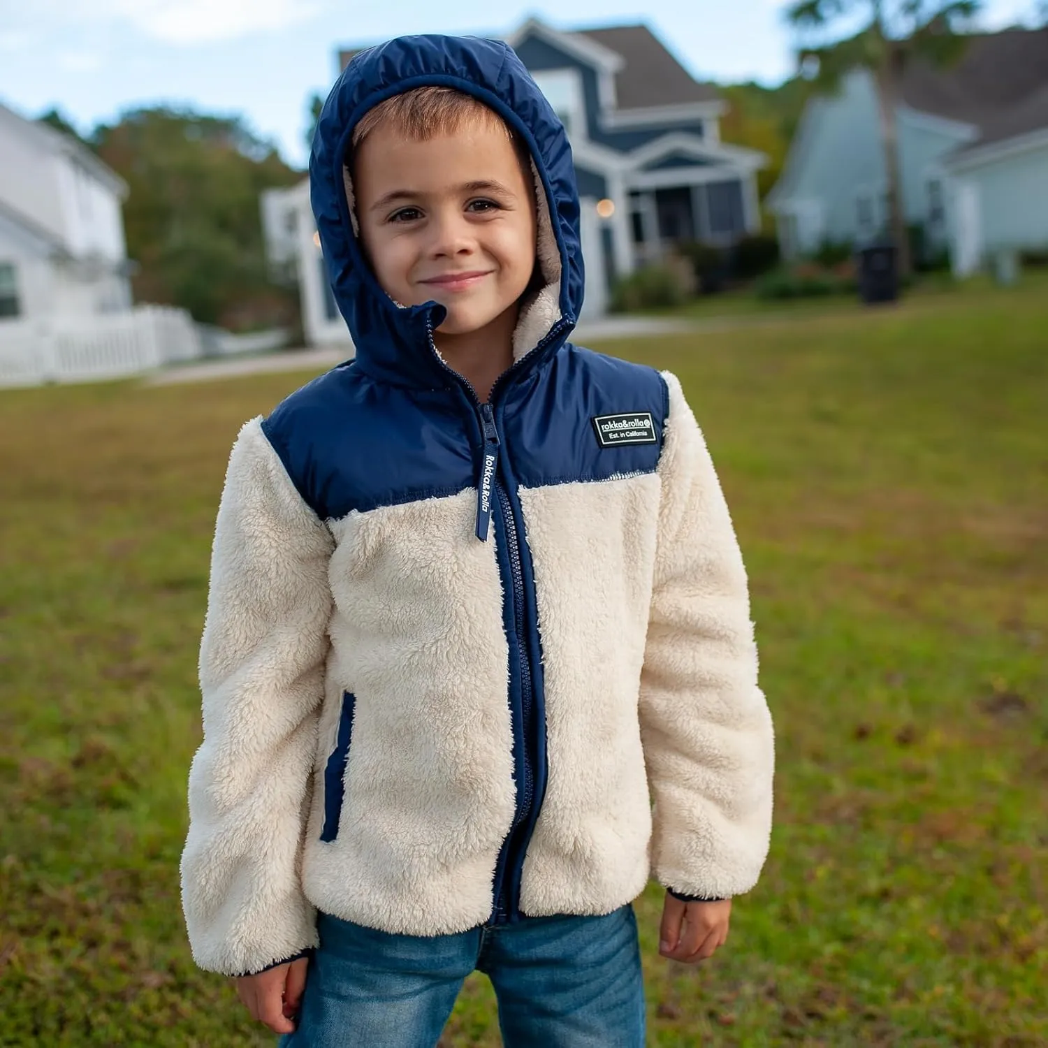 Rokka&Rolla Boys' Hooded Sherpa Fleece Lined Jacket