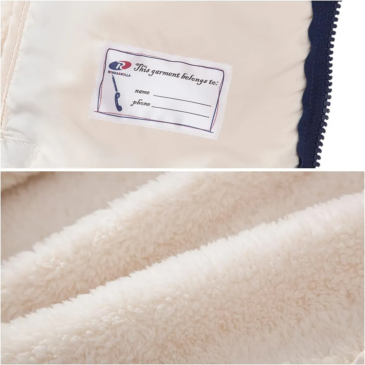 Rokka&Rolla Boys' Hooded Sherpa Fleece Lined Jacket