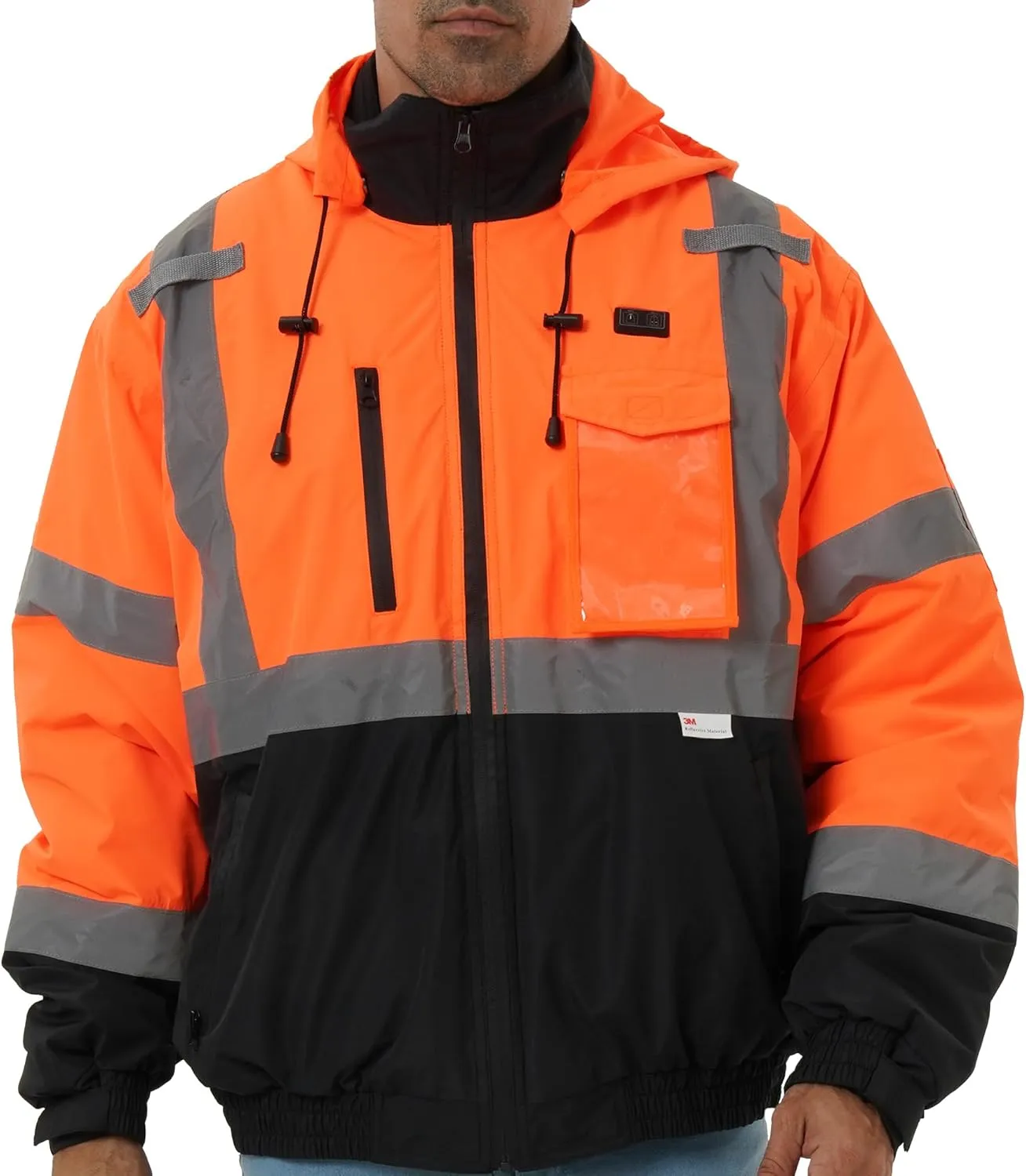 Safety Heated Jacket, 3M Reflective, Waterproof Hi-Vis Work Jacket