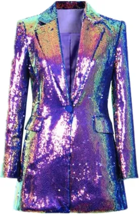 Sequins Womens Blazer Womens Jacket Evening Party Christmas Sparkly Cardigan Coat
