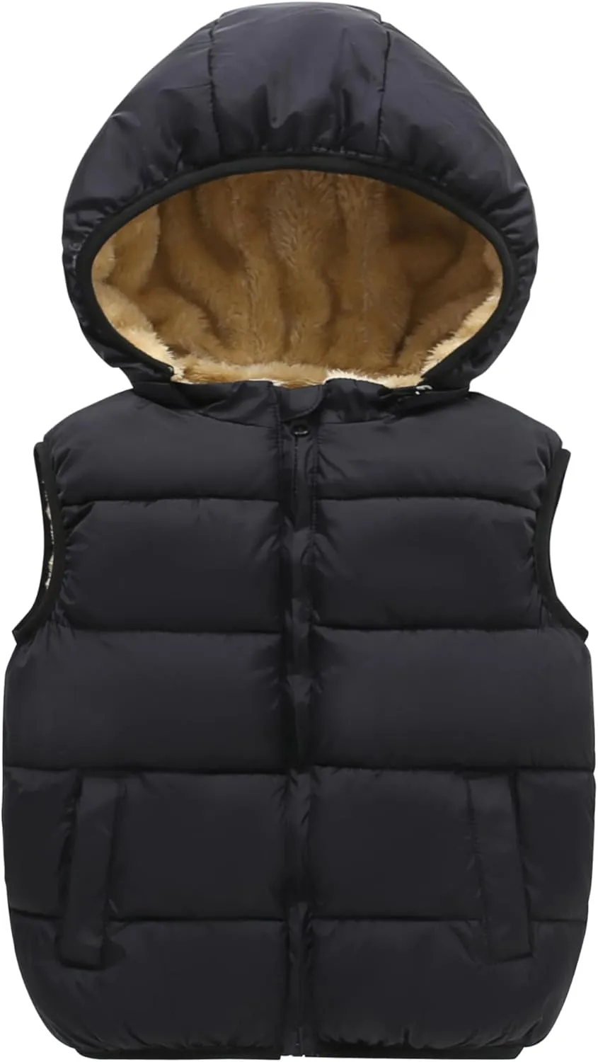 Toddler Puffer Vest Boys Girls Fleece Vest Puffy Toddler Boy Sleeveless Jacket Coat with Removable Hood