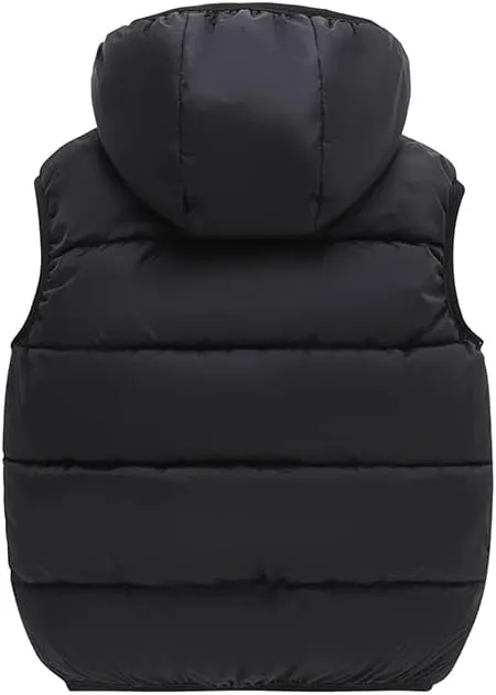 Toddler Puffer Vest Boys Girls Fleece Vest Puffy Toddler Boy Sleeveless Jacket Coat with Removable Hood