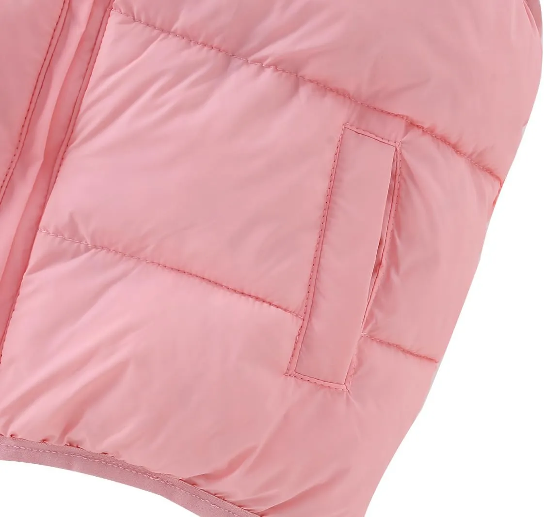 Toddler Puffer Vest Boys Girls Fleece Vest Puffy Toddler Boy Sleeveless Jacket Coat with Removable Hood