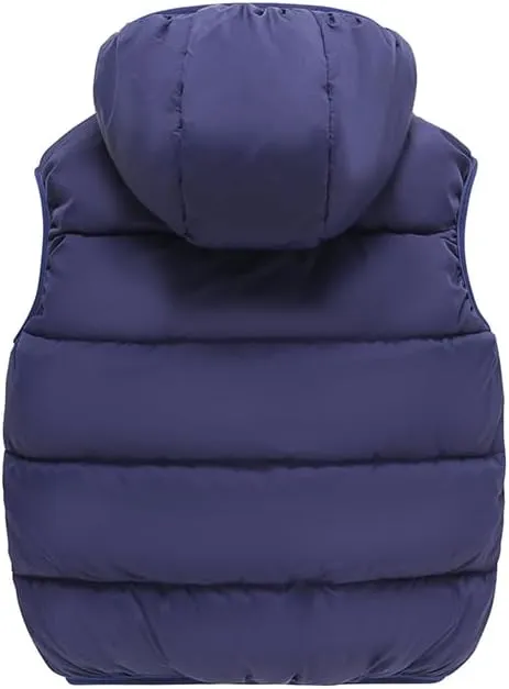 Toddler Puffer Vest Boys Girls Fleece Vest Puffy Toddler Boy Sleeveless Jacket Coat with Removable Hood
