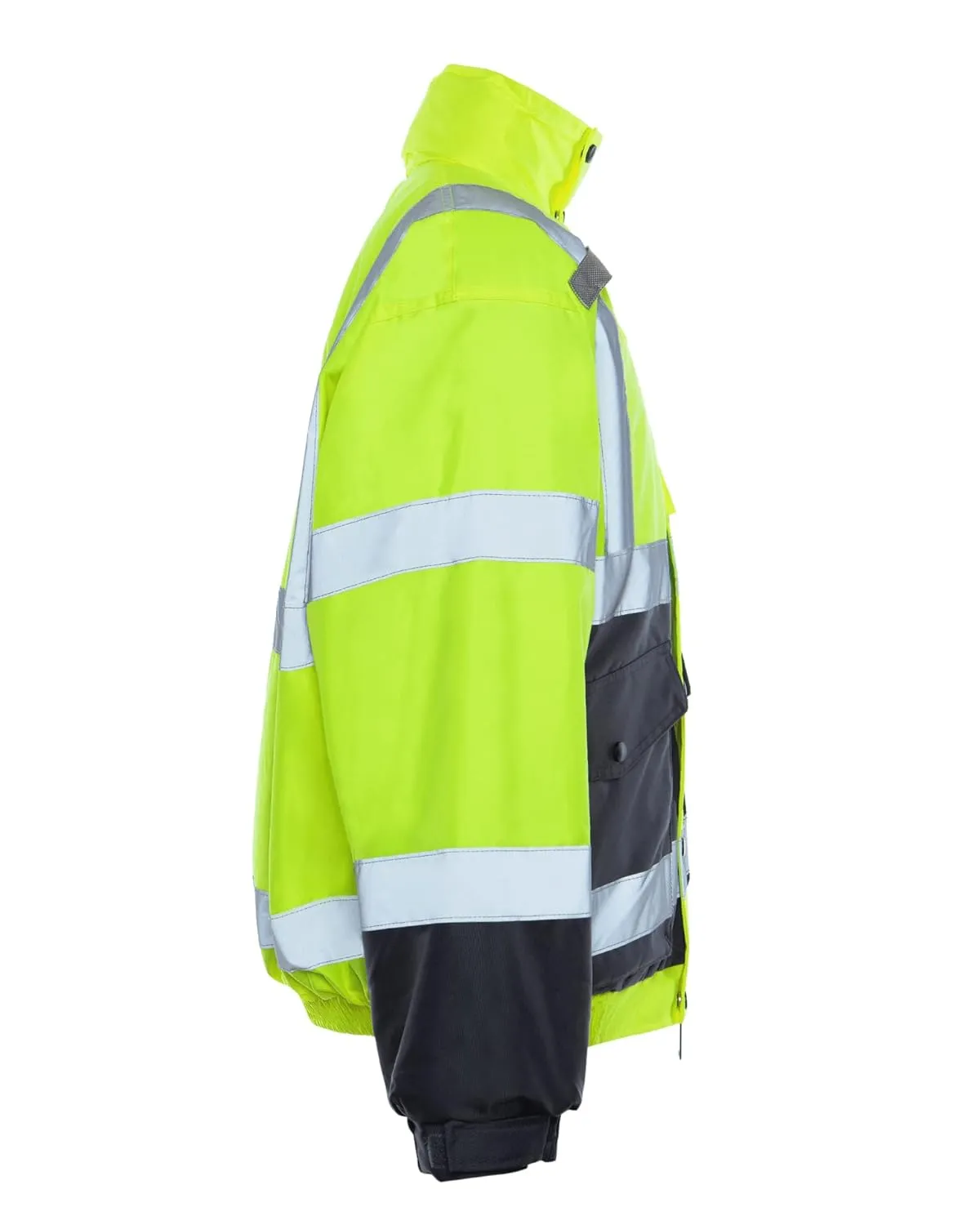 Utility Pro UHV563 High-Vis Bomber Jacket with Removable Fleece Liner and Waterproof Dupont Teflon, Lime, X-Large
