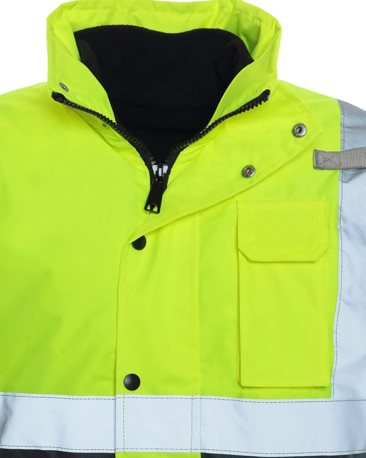 Utility Pro UHV563 High-Vis Bomber Jacket with Removable Fleece Liner and Waterproof Dupont Teflon, Lime, X-Large