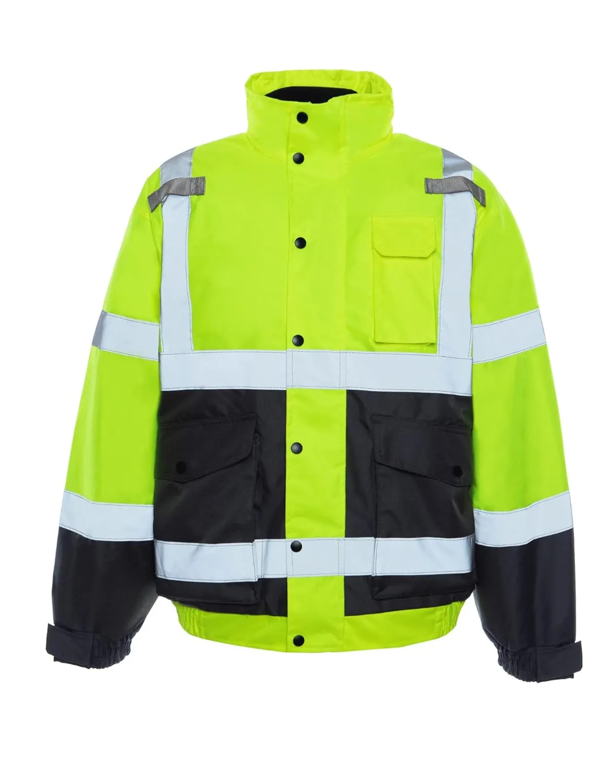 Utility Pro UHV563 High-Vis Bomber Jacket with Removable Fleece Liner and Waterproof Dupont Teflon, Lime, X-Large