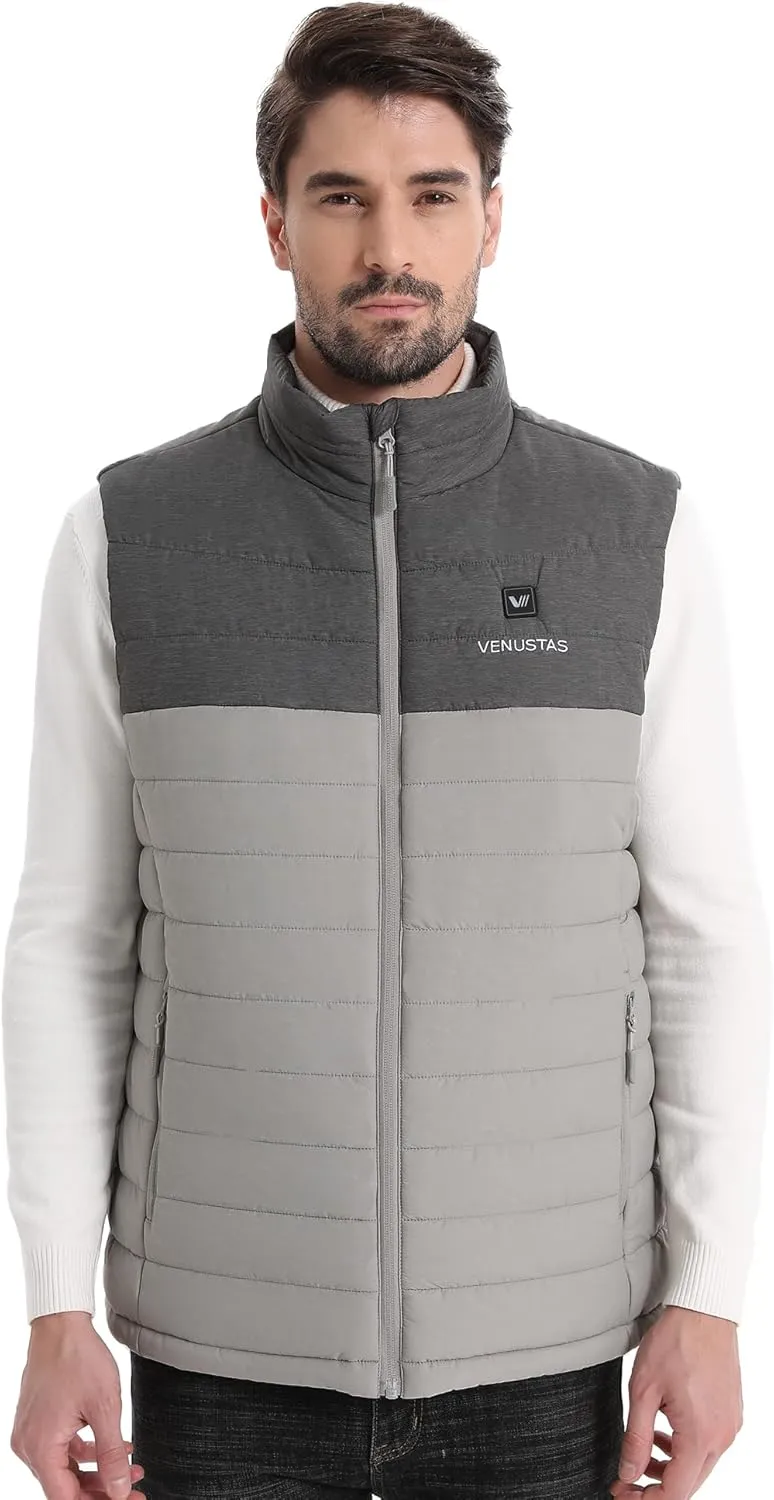 Venustas Men's Heated Vest with Battery, Up to 20 Hours of Warmth, Winter Quilted Vest for Outdoor