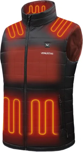 Venustas Men's Heated Vest with Battery, Up to 20 Hours of Warmth, Winter Quilted Vest for Outdoor