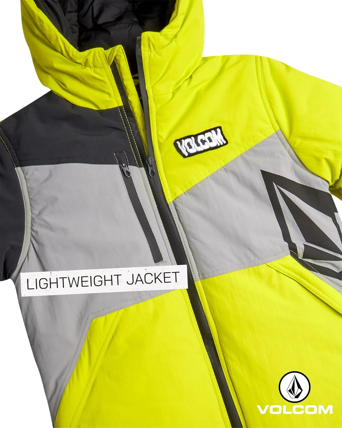Volcom Boys' Ski Jacket - Full Zip Up Hooded Parka - Color-Blocked Heated Jacket for Boys (8-20)