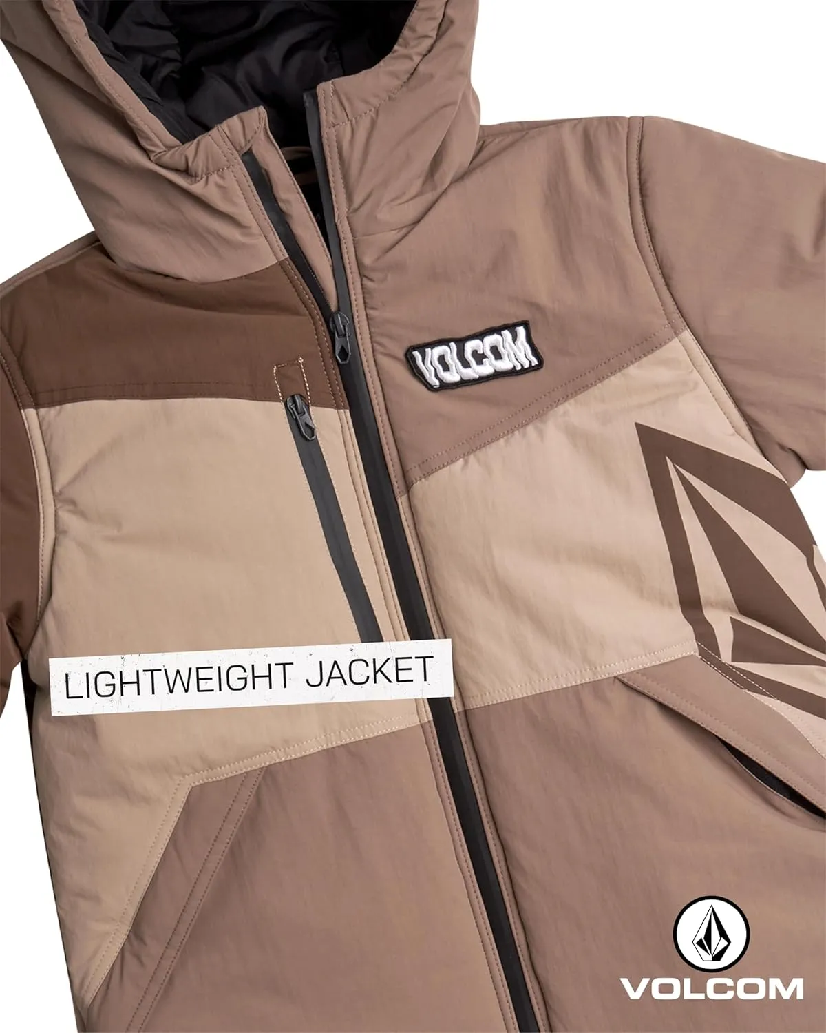 Volcom Boys' Ski Jacket - Full Zip Up Hooded Parka - Color-Blocked Heated Jacket for Boys (8-20)