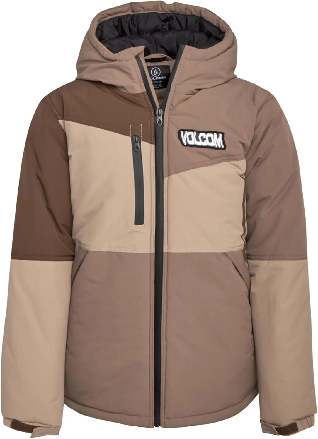 Volcom Boys' Ski Jacket - Full Zip Up Hooded Parka - Color-Blocked Heated Jacket for Boys (8-20)
