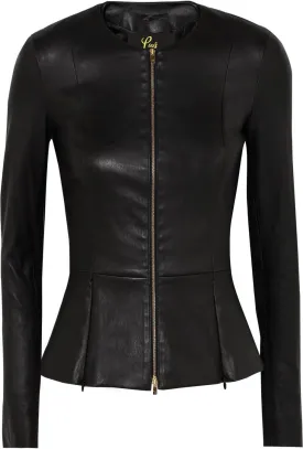 Womens Drowned Black Biker Lambskin Genuine Leather Jacket, Biker Jacket