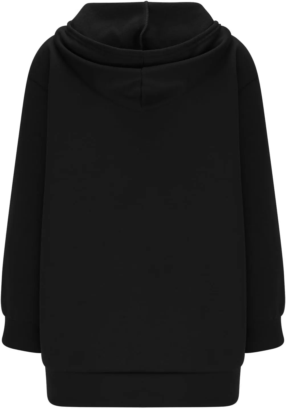 Womens Longline Hoodie Fall Winter Full Zip up Drawstring Sweatshirt Ladies Knee Length Pullover Hooded Jacket Pocket