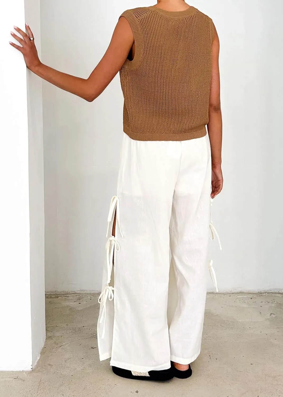 Womens Summer Crochet Sweater Vest V Neck Button Knit Tank Top Sleeveless Y2K Going Out Crop Tops