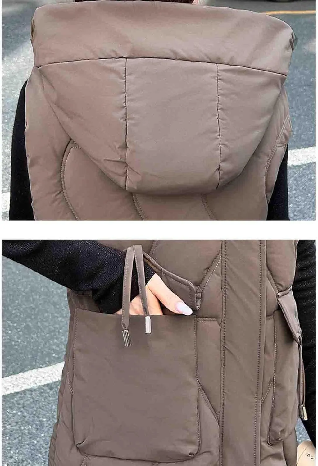 Women's Tunic Puffer Vest Insulated Hooded Sleeveless Quilted Jackets Winter Outwear Warm Gilet Coats with Pockets