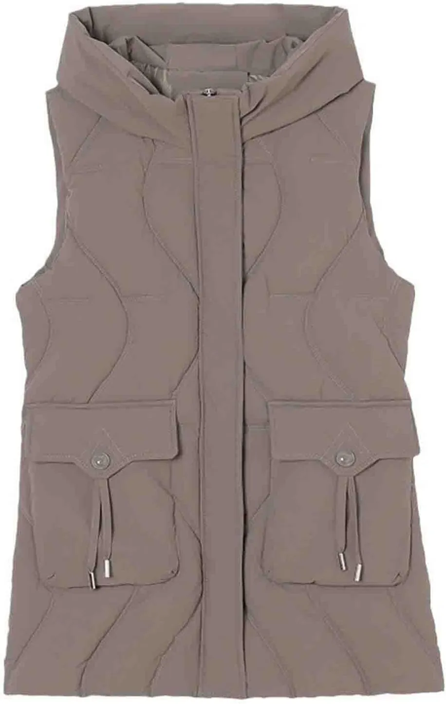 Women's Tunic Puffer Vest Insulated Hooded Sleeveless Quilted Jackets Winter Outwear Warm Gilet Coats with Pockets