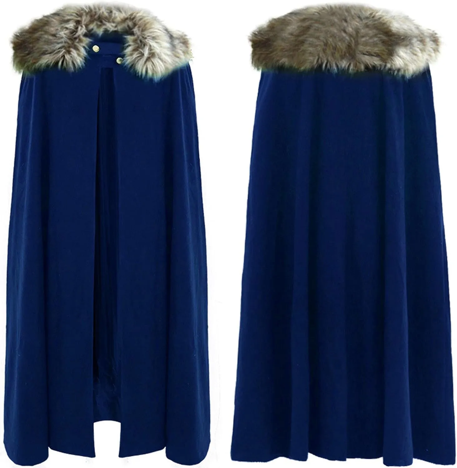 XUNRYAN Mens Renaissance Wool Blend Cloak with Hood Vintage Robes Solid Casual Maxi Long Cape Coat Cosplay Halloween Costume