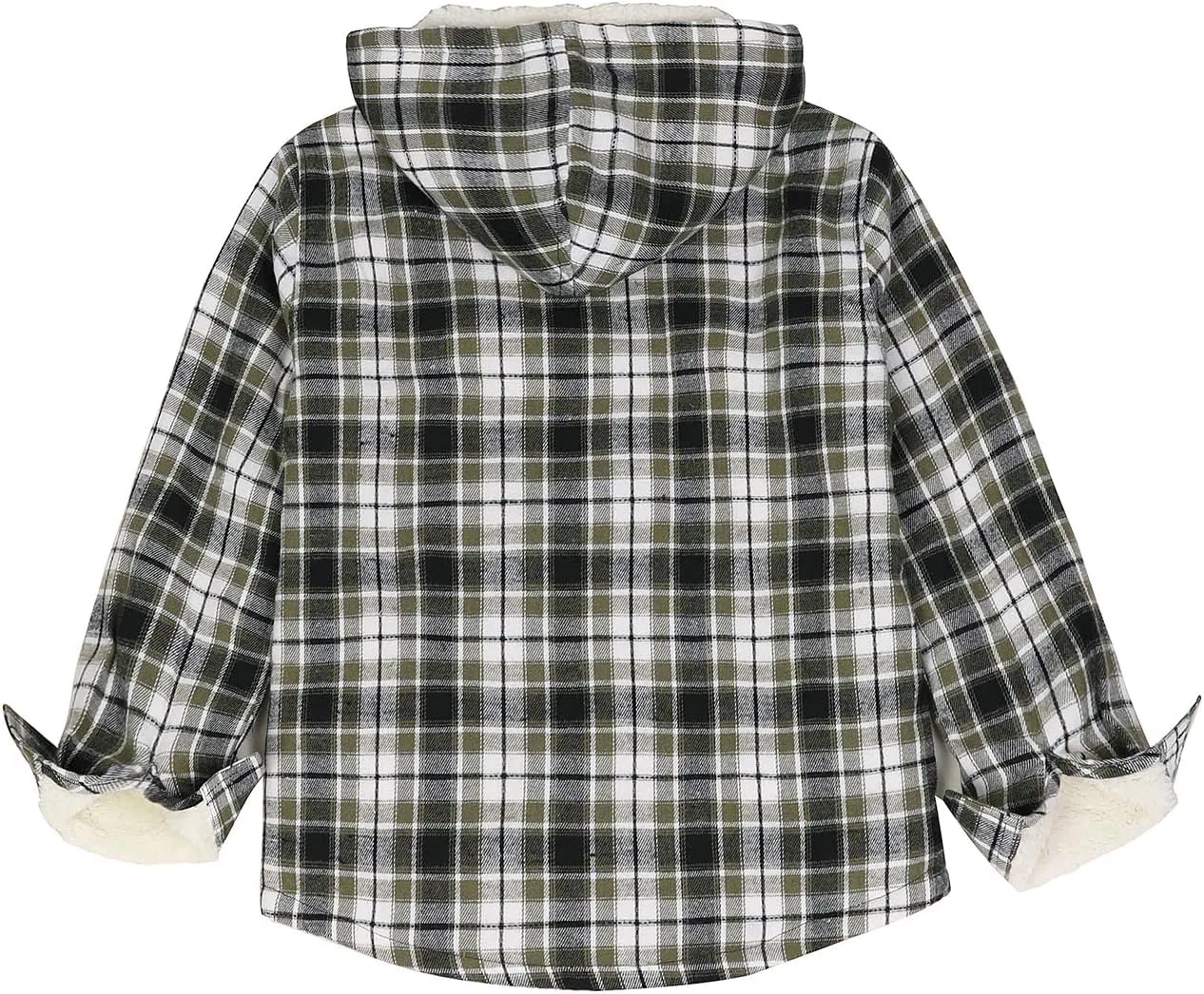 ZENTHACE Boys Sherpa Fleece Lined Flannel Plaid Button Down Shirt Jacket,Hooded Flannel Shirt with Hand Pockets