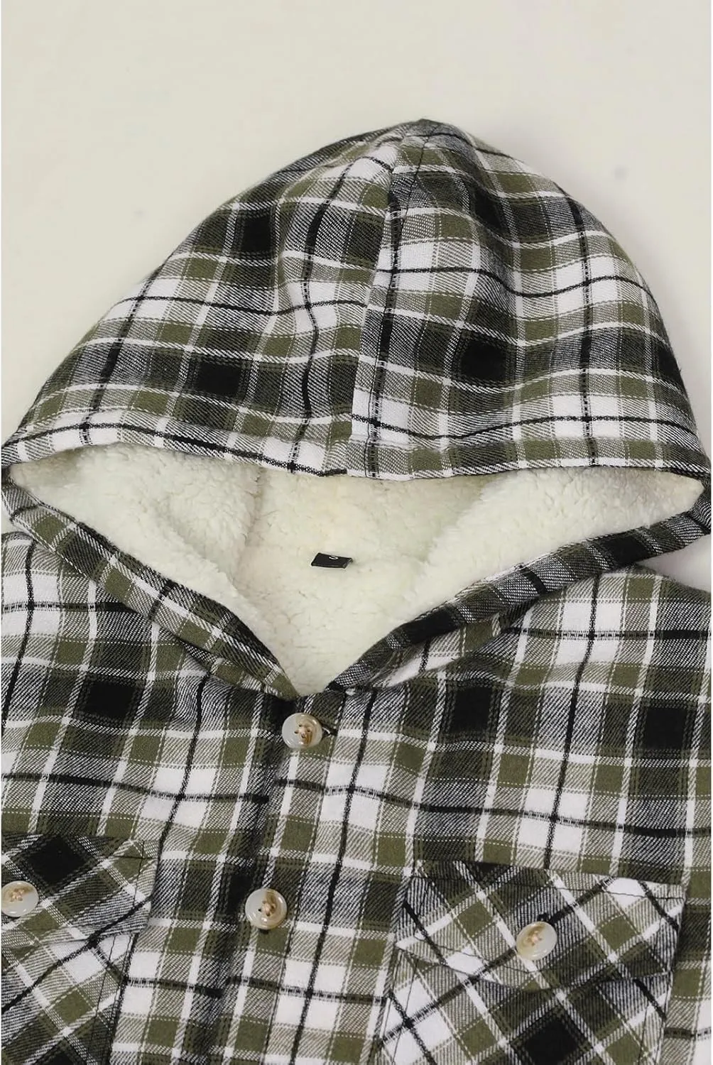 ZENTHACE Boys Sherpa Fleece Lined Flannel Plaid Button Down Shirt Jacket,Hooded Flannel Shirt with Hand Pockets